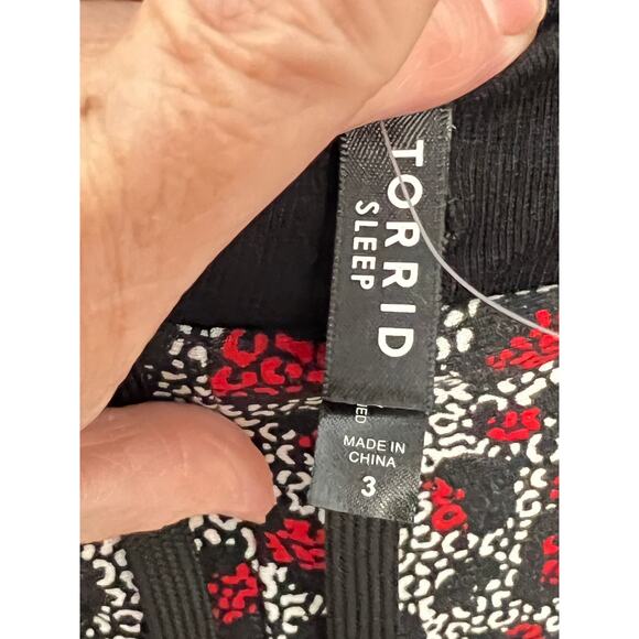 Torrid Sleep pants black/red animal print jogger pockets pull-on draw string - Picture 7 of 9